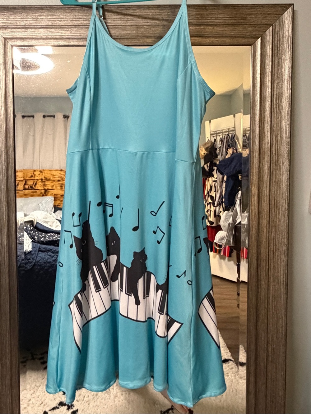 Ladies Musical Piano Cat Print Dress